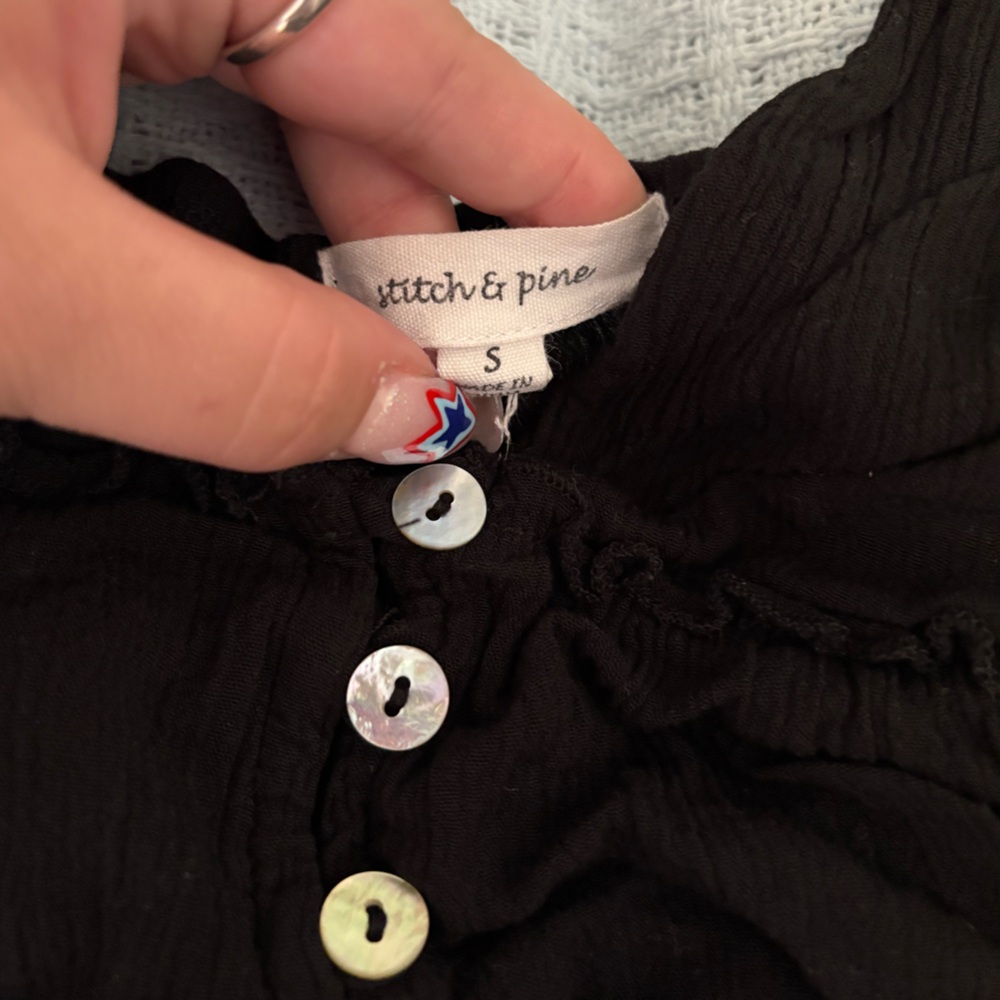 Black Ruched Ruffled Camisole Top - Picture 3 of 3